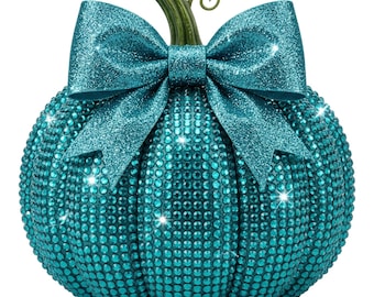 Teal Pumpkin Diamond Art Kit, Rhinestone Bling Craft Project, Bedazzled Decor (5x7 or 8.5x11)