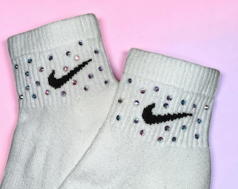 Bedazzled Ankle Socks, Several colors of rhinestones to choose from