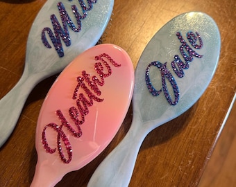 Personalized Rhinestone Hair Brush: Custom Bedazzled Gift