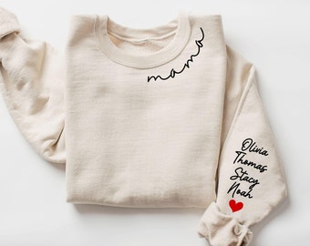 Personalized Mama Sweatshirt With Kids Names. Mama Sweatshirt, Mom Sweatshirt, Gift for Mom, Mama crewneck, Mama with Kids Names on Sleeve