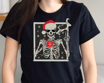 Dead Inside Skeleton Christmas Sweatshirt, Sarcastic Christmas Coffee Shirt Merry Christmas Shirt Coffee Lover Christmas Gift Fall Sweater