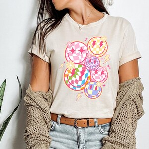 Trendy Checkered Smiley Face Tshirt, Checkered Smile Face Sweatshirt, Gift For Her, Checkered Smiley Face Hoodie