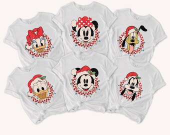 Retro Mickey and Friends Checkered Christmas Shirt, Christmas Family Tee, Very Merry Christmas Sweatshirt, Disney Christmas Hoodie