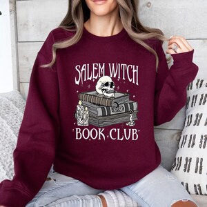 Salem Witch Book Club Sweatshirt, Funny Halloween Shirt, Reading Sweatshirt, Happy Halloween, Halloween Costume, Skull Sweater
