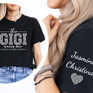 Custom Gigi Sweatshirt, Gigi Shirt, Custom Grandma Gift, This Gigi Wears Her Heart On Her Sleeve Sweater,With Kids Name On Sleeve, Gigi Gift image 7