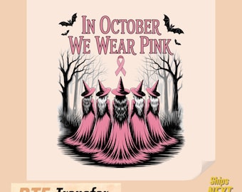 In October We Wear Pink DTF, Coquette Pumpkin Ghost Ready To Press, Breast Cancer Awareness Print, Pink October Ghost DTF Transfer