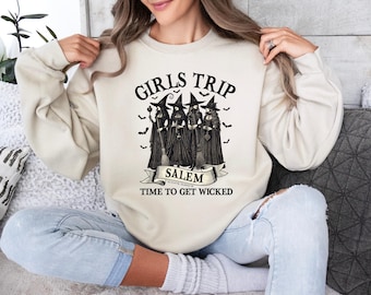 Girls Trip Salem Sweatshirt, Halloween Shirt, Retro Halloween T Shirt, Halloween Witch Sweatshirt, Salem Massachusetts, Salem Witch