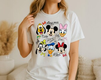 Vintage Mickey and Friends Signatures Shirt, Magical Sweatshirt, Disney Characters Tee,Disney Mouse Head Tee,Mickey & Co Gift, Disney Hoodie