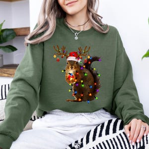 Christmas Squirrel Lights Sweatshirt, Cute Christmas Sweater, Christmas Squirrel Hoodie, Christmas Lights Shirt, Christmas Squirrel Gift