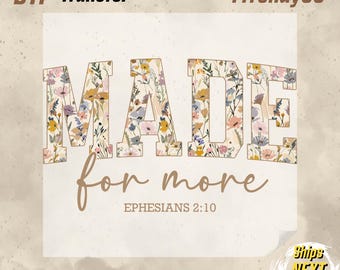 Made For More DTF Transfer, Trendy Christian Bible Verse Print, Ready To Press Heat Press Design, Premium Religious Gift DTF