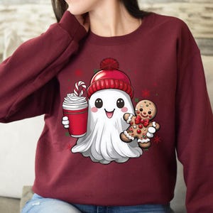 Ghost Santa Christmas Sweatshirt, Christmas Ghost Gift, Holiday Gift, Xmas Gift, Christmas Sweatshirt, Halloween Ghost Sweatshirt