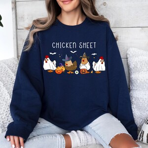 Chicken Sheet Sweatshirt, Halloween Chickens Sweatshirt, Spooky Chicken Halloween Gifts, Western Halloween Shirt