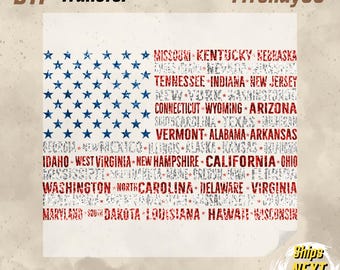 American Flag DTF Transfer, Patriotic 4th of July Print, Ready To Press Full Color Heat Transfer Design