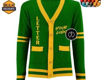 Custom Embroidery Cardigan Knitted High School College Cheerleader Graduation Senior Pictures   Sweater