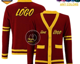 Custom Embroidery Cardigan Knitted High School College Cheerleader Graduation Senior Pictures   Sweater