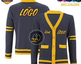 Custom Embroidery Cardigan Knitted High School College Cheerleader Graduation Senior Pictures   Sweater