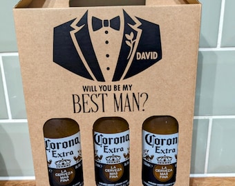 Personalised Best Man Beer Carrier, Groomsman Gift Box, Will You Be My Best Man Gift, Beer Bottle Carrier, Groomsmen Proposal