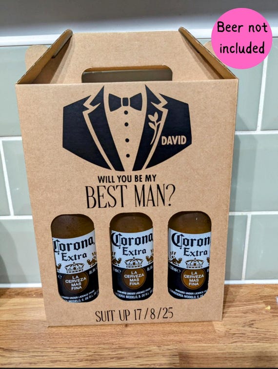Personalised Best Man Beer Carrier, Groomsman Gift Box, Will You Be My Best Man Gift, Beer Bottle Carrier, Groomsmen Proposal