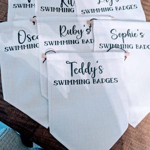 Personalised Swimming Badge Display Banner, Children's Keepsake, Kids Room Wall Hanging bild 3