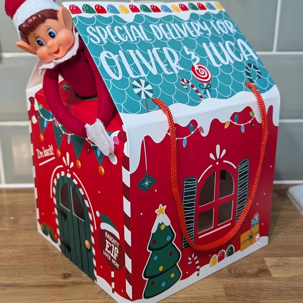 Personalized Elf Arrival House Box | Christmas Keepsake Box