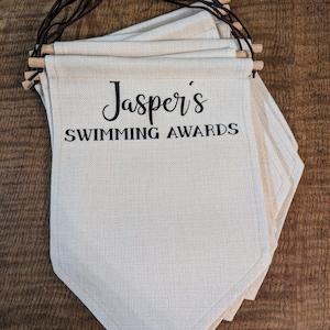 Personalised Swimming Badge Display Banner, Children's Keepsake, Kids Room Wall Hanging bild 5