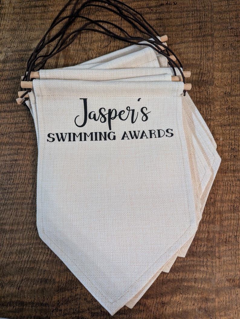 Personalised Swimming Badge Display Banner, Children's Keepsake, Kids Room Wall Hanging bild 5