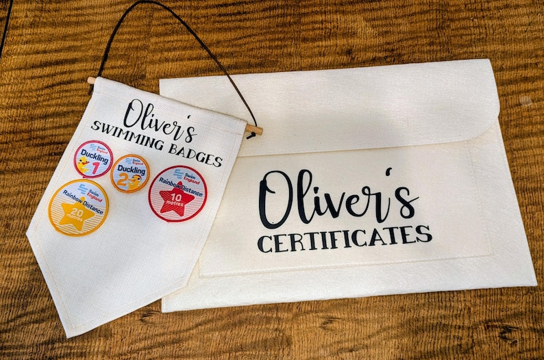 Personalised Swimming Badge Display Banner, Children's Keepsake, Kids Room Wall Hanging Yes