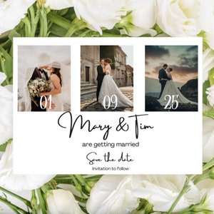 Save the Date Template Photo Collage, Save the Date Editable Digital Download,  Editable Template with Photos
