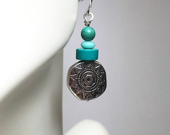 Sterling and Turquoise Beaded Earrings