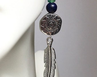 Dream Catcher Inspired Lapis Lazuli and Silver Earrings