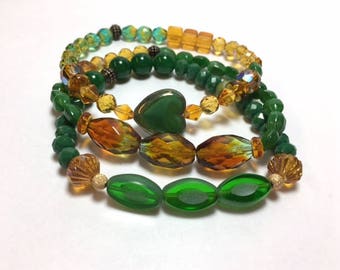 Packers Green and Gold Set of 3 Stretch Bracelets