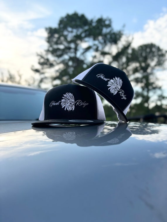 White and Black Hat with Classic Design Lazy J Ranch Black & White Bull Trap Classic Five Panel  main image 3
