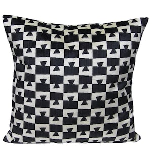 Black & White Silk Velvet Pillow Cover | Luxuriously Soft | Elegant Touch for Modern Homes | Perfect for Contemporary Decor