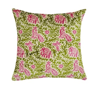 Stylish Pink, Green, And White Velvet Pillow, Perfect For A Cozy, Modern Look
