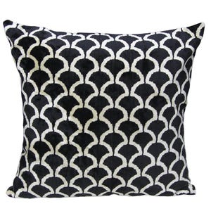 Black and White Silk and Velvet Pillow Cover | Soft and Luxurious | Stylish and Elegant | Perfect for Contemporary Home Decor
