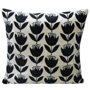 Black and White Silk and Velvet Pillow Cover | Incredibly Soft | Stylish and Sophisticated | Ideal for Contemporary Home Decor