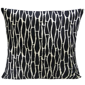 Black and White Silk and Velvet Pillow Cover | Luxuriously Soft | Elegant and Stylish | Ideal for Contemporary Home Decor