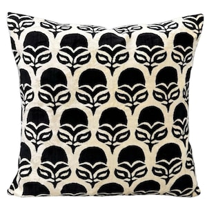 Black & White Silk Velvet Pillow Cover | Elegant, Soft, Stylish | Adds Luxury And Charm To Any Room | Perfect For Modern Spaces.