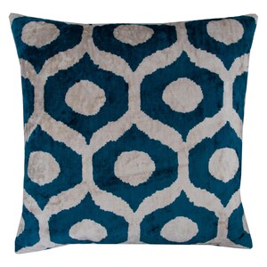 Blue White Silk Velvet Pillow Cover | Luxurious, Elegant, Comfortable | Perfect Accent, Adds Warmth & Style To Modern Or Classic Spaces