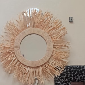 moroccan round raffia mirror , wall hangine and decor