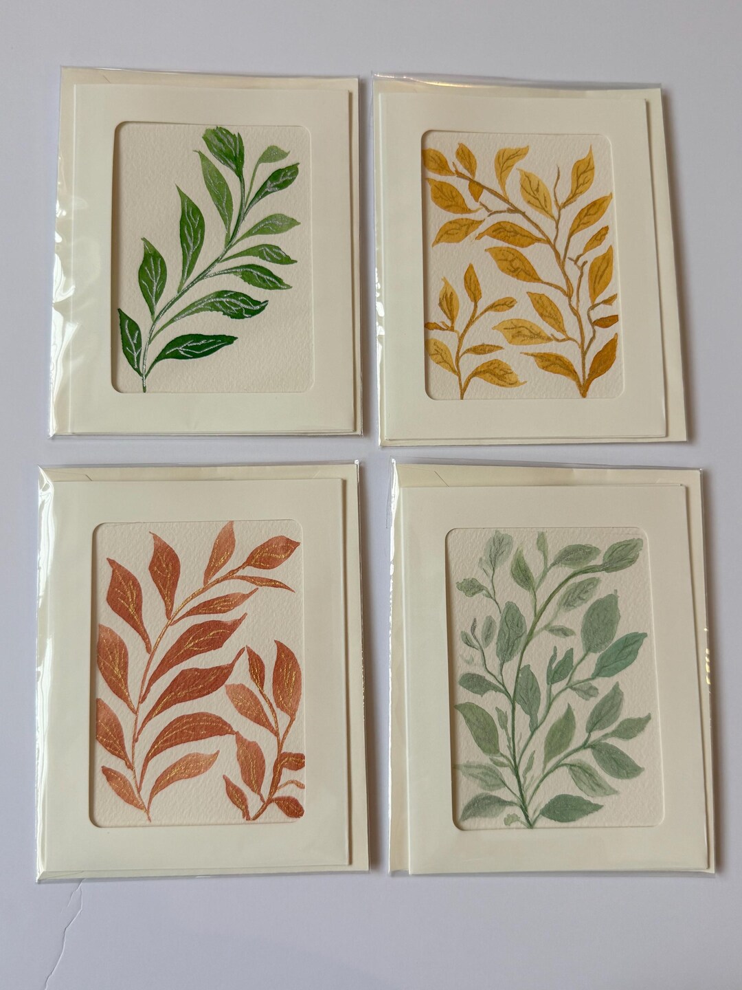 Original Watercolor Botanical Cards – Set of 4 Hand Painted Floral ...