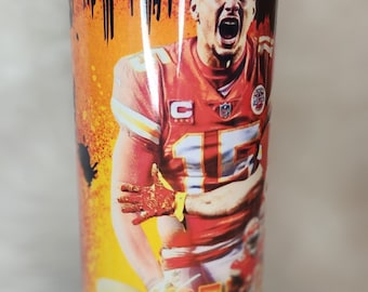 20oz sublimated metal tumbler, Football, NFL, Superbowl, 2023, KC, Mahomes, Kansas City, Kelce. Straw and lid comes with it.