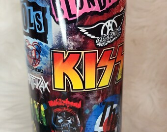 80&#39;/90&#39;s Music. 20oz metal sublimated tumbler. various artists.