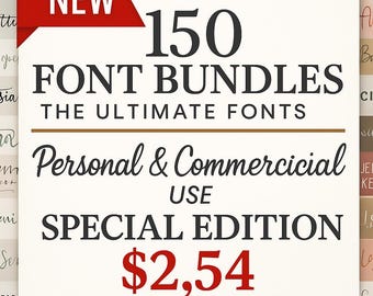 The Ultimate 150 Fonts - Font Bundle ttf svg Heart font, Cricut, Canva Font, Script Font, Digital Fonts, Procreate Fonts, Crafting font