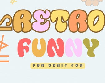 Retro Font - Handwritten Font, Cricut Fonts, Fonts for Crafters, Procreate Fonts, Fonts for Cricut, Bubbly Font, Cute Font,funny font,banner