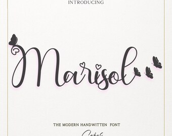 Marisol Font - Handwritten Script buterfly, Cricut Fonts, Canva Fonts, Fonts for Cricut, Cursive Font, Procreate Fonts, Goodnotes Font, Cute