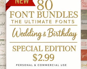 The Ultimate 80 Fonts - Font Bundle ttf svg Heart font, Cricut, Canva Font, Script Font, Digital Fonts, Procreate Fonts, Crafting font