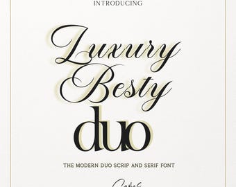 Duo Wedding Font | Romantic Serif Script Typeface for Invitations, Cards, Cursive Designs, Arch & Birthday