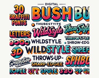 Graffiti Font Bundle | Instant Download for Cricut and Silhouette | Cool Procreate and Canva Fonts | OTF, TTF, SVG,birthday,wedding,urban