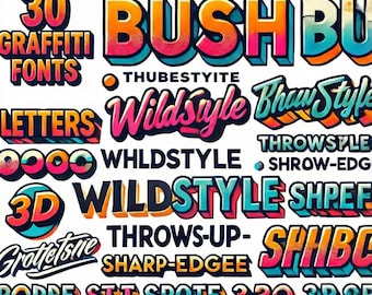 Graffiti Font Bundle | Instant Download for Cricut and Silhouette | Cool Procreate and Canva Fonts | OTF, TTF, SVG,birthday,wedding,urban